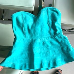 Wow couture teal- blue corset top padded with secure rubber elastic